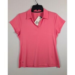 EP New York Golf Polo Women Size M Ruby Peach Pink Corset Detail Bright Cute NEW